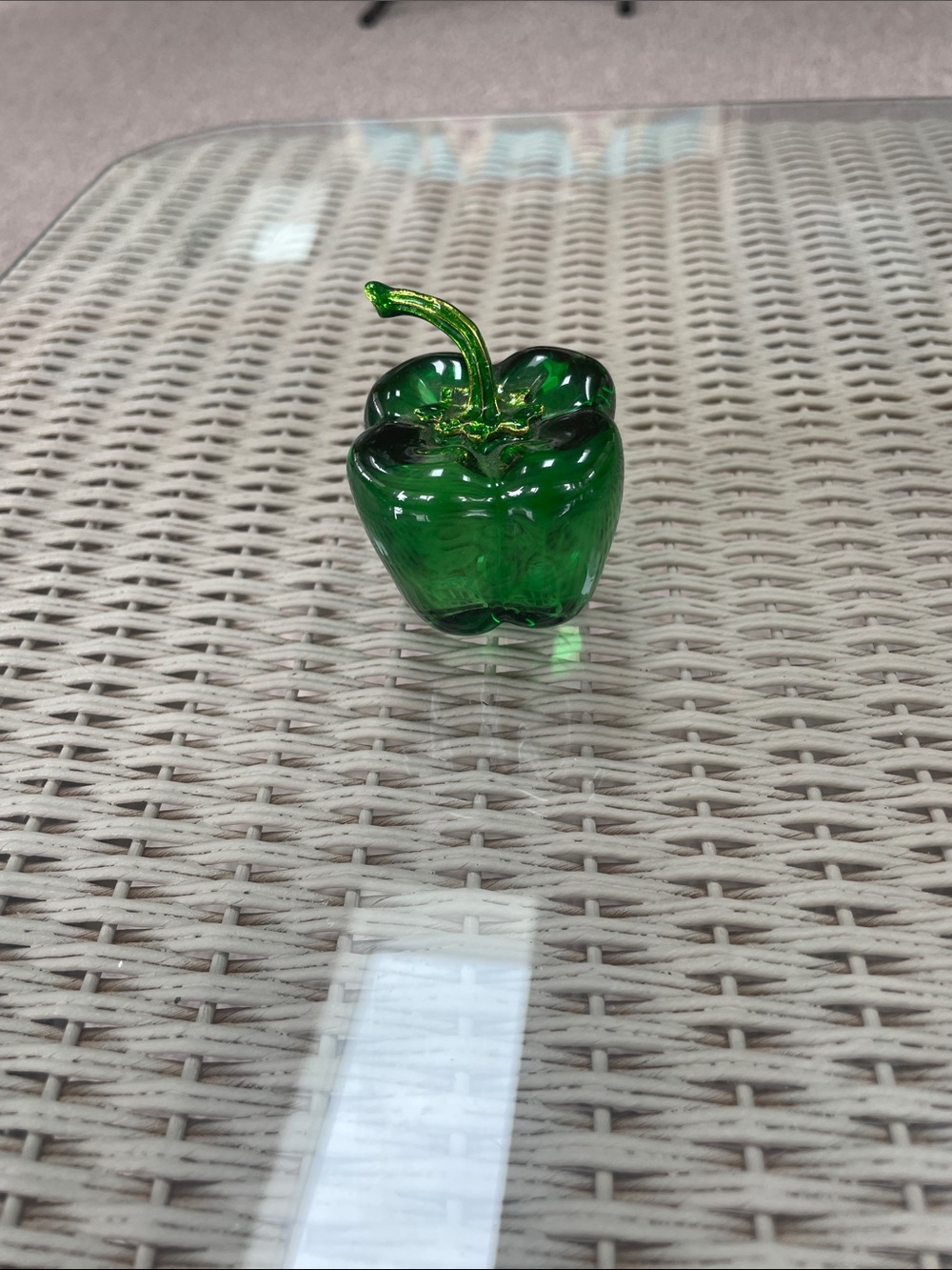 Green Glass Green Pepper Sculpture - Decorative Home Art